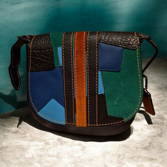 Coach Handbags - Coach Suede 23 Varsity Stripe Patchwork Crossbody Bag Shoulder Bag